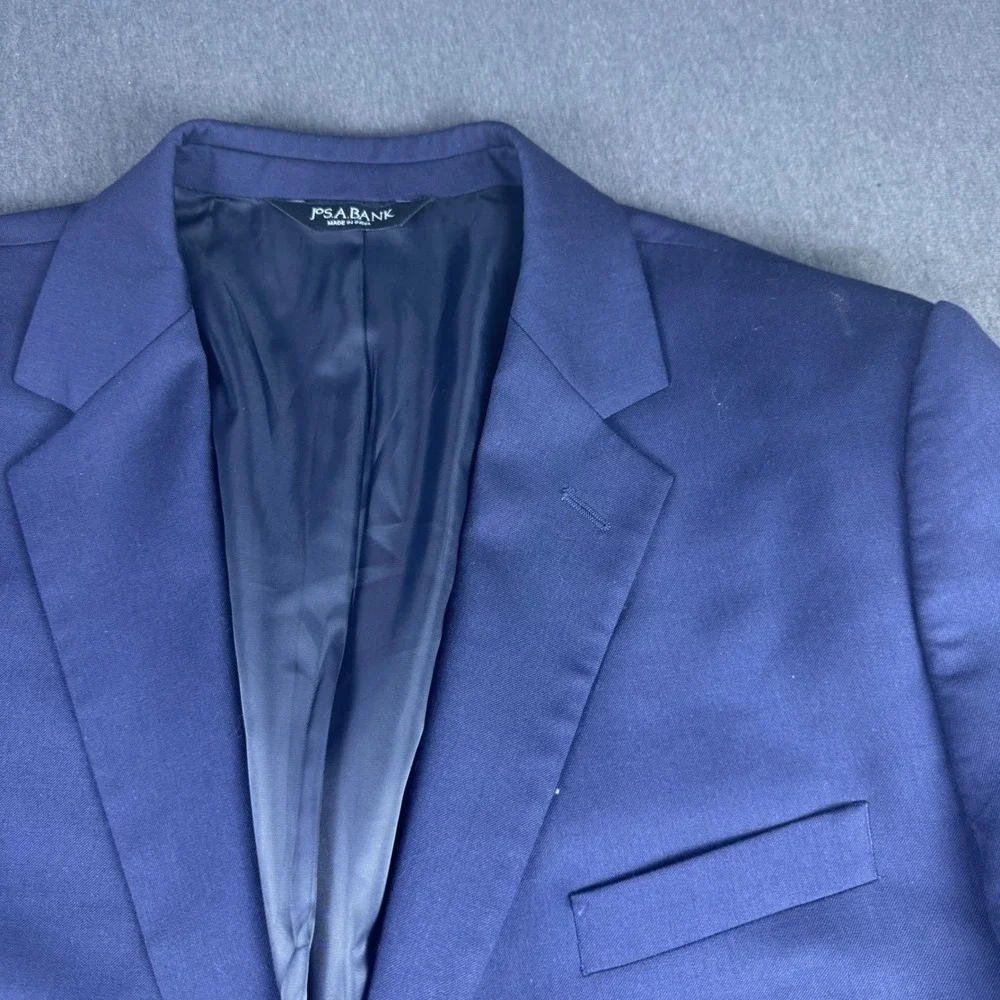 Jos A Bank Navy Blue 100% Wool  Two Piece Suit Men Blazer Pants Formal Business